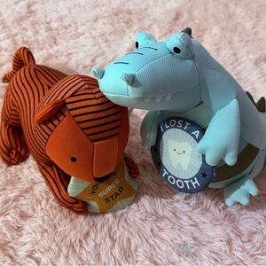 Striped Tiger and Blue Crocodile Plush Toys